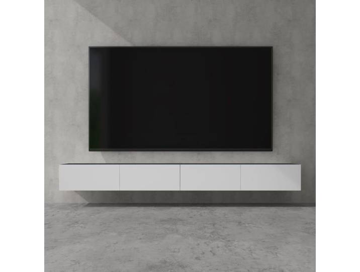 doporro Meuble TV Bas 280cm Armoire TV Gris Noir Mat + Blanc Mat Table de Télévision Salon avec Portes Meuble TV Suspendu MBTV02