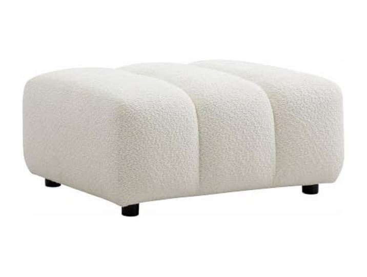 Vente-unique - Sitzhocker 1 Person Jutini Stoff Gebrochenes Weiß Weichheit des Frotteestoffs Gepolsterter Effekt