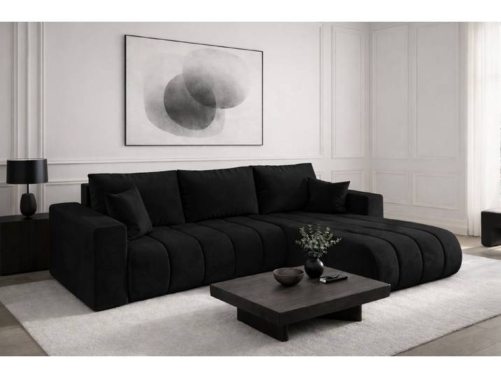 Kaiser Möbel Ecksofa Sofa L-form mit Schlaffunktion im Veloursstoff Monolith MILO PREMIUM, Ecksofa, Hydrophobe Beschichtung,Pflegeleicht,Abriebfest,Modernes Design