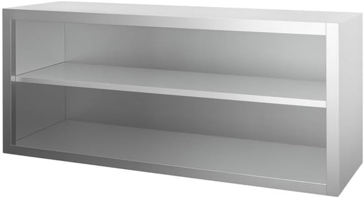 Professionele RVS Wandkast voor Keuken - Zilver - Open Opslag - 120 cm