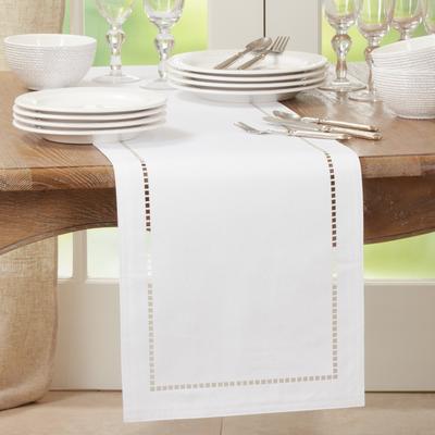 Saro Lifestyle Table Runner with Laser-cut Hemstitch