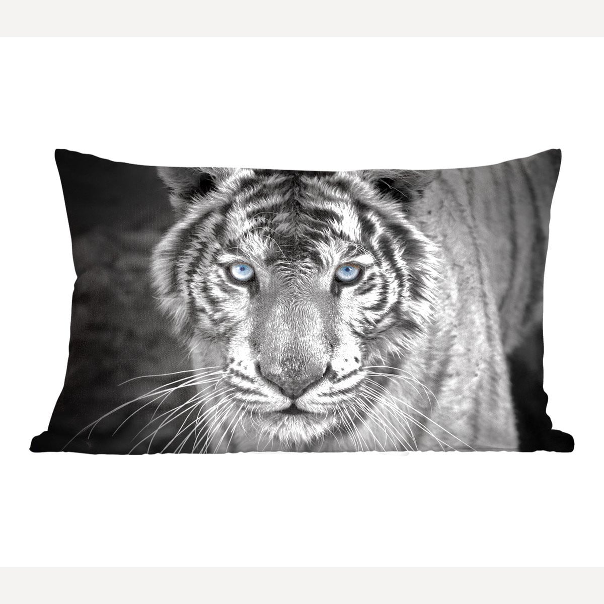 PillowMonkey Sierkussen Tijger Dierlijk Design Zwart Blauw 60 x 40 cm