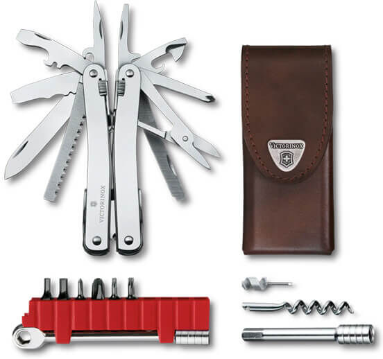 Victorinox Swiss Tool Spirit X Plus Ratchet with Leather Pouch