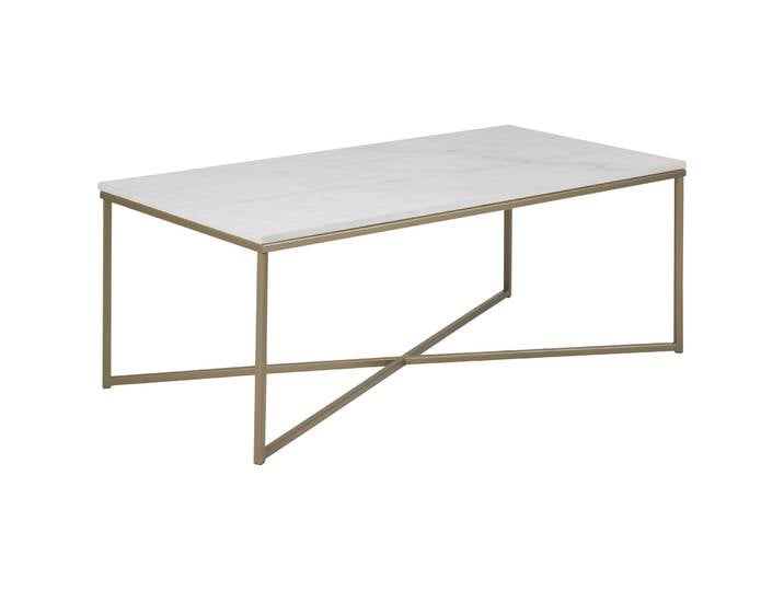 Salontisch Alisma weiss, gold Marmor, Metall B 120 T 60 cm