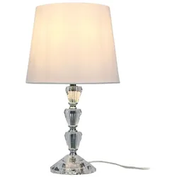 Relaxdays Tischlampe Kristall Stoffschirm Weiß