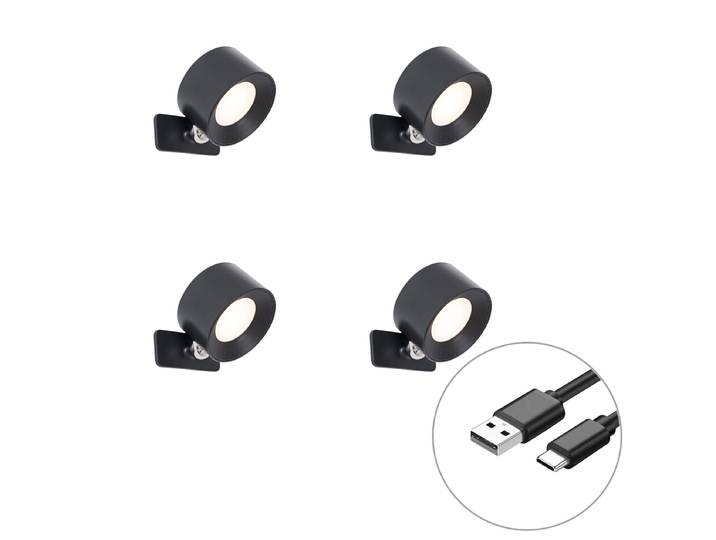 Ensemble de 4 appliques murales et plafonniers modernes noirs