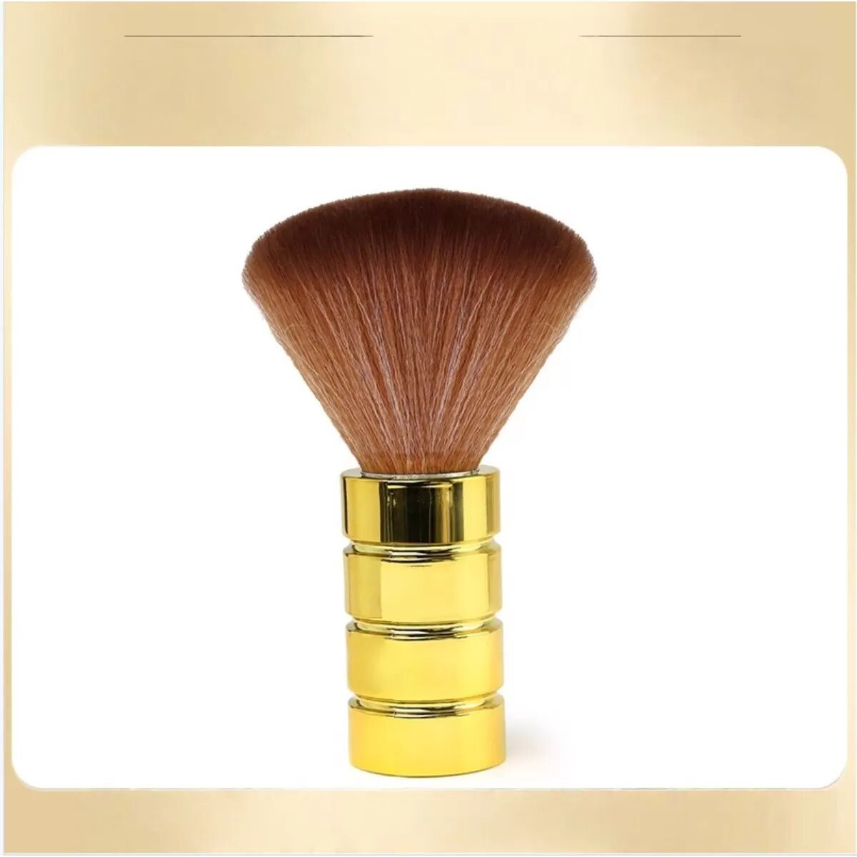 INF Professional Barber Neck Duster Brush compatible with Soft Nylon Bristles and Electroplated Handle for Haircut Cleaning Or