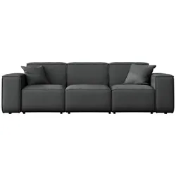 GARTENSOFA Lorento Outdoor 3-Sitzer, Dunkelgrau Kunstleder 251/73/92 cm