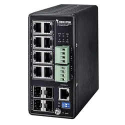 Vivotek AW-IHT-1271 VivoCam L2+ Industrie-Switch, PoE, L2+ Management, 240W (12 Ports), Netzwerk Switch, Schwarz