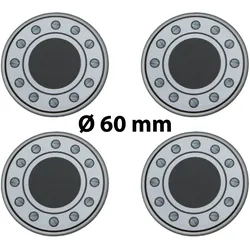 4 x Ø 60 mm Polymere Aufkleber / Schrauben-Optik / Nabenkappen, Felgendeckel