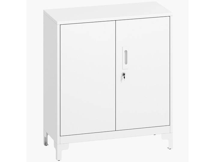 Homcom Metallschrank Metall Weiß, 2 Fächer, 35x91x80 cm, Büromöbel, Büroschränke, Aktenschränke
