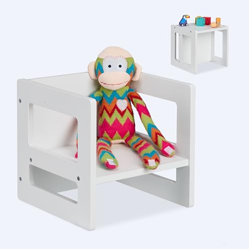 Relaxdays Kinderstoeltje en kindertafel in één, wit