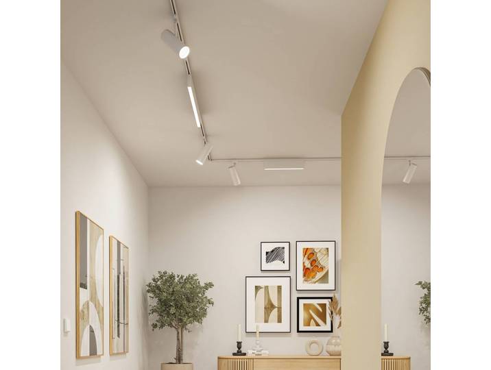 Paulmann URail LED-Schienenspot Theron, 3000K, signalweiß dimmbar, weiß / opal, für Wohn- / Esszimmer, Kunststoff, Modern