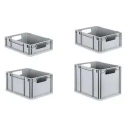Allit, Aufbewahrungsbox, Aufbewahrungsbox ProfiPlus EuroEco O422, grau Eurobox aus PP, offene Griffe, widerstandsfähig geg... (1x, 40 x 30 x 22 cm)