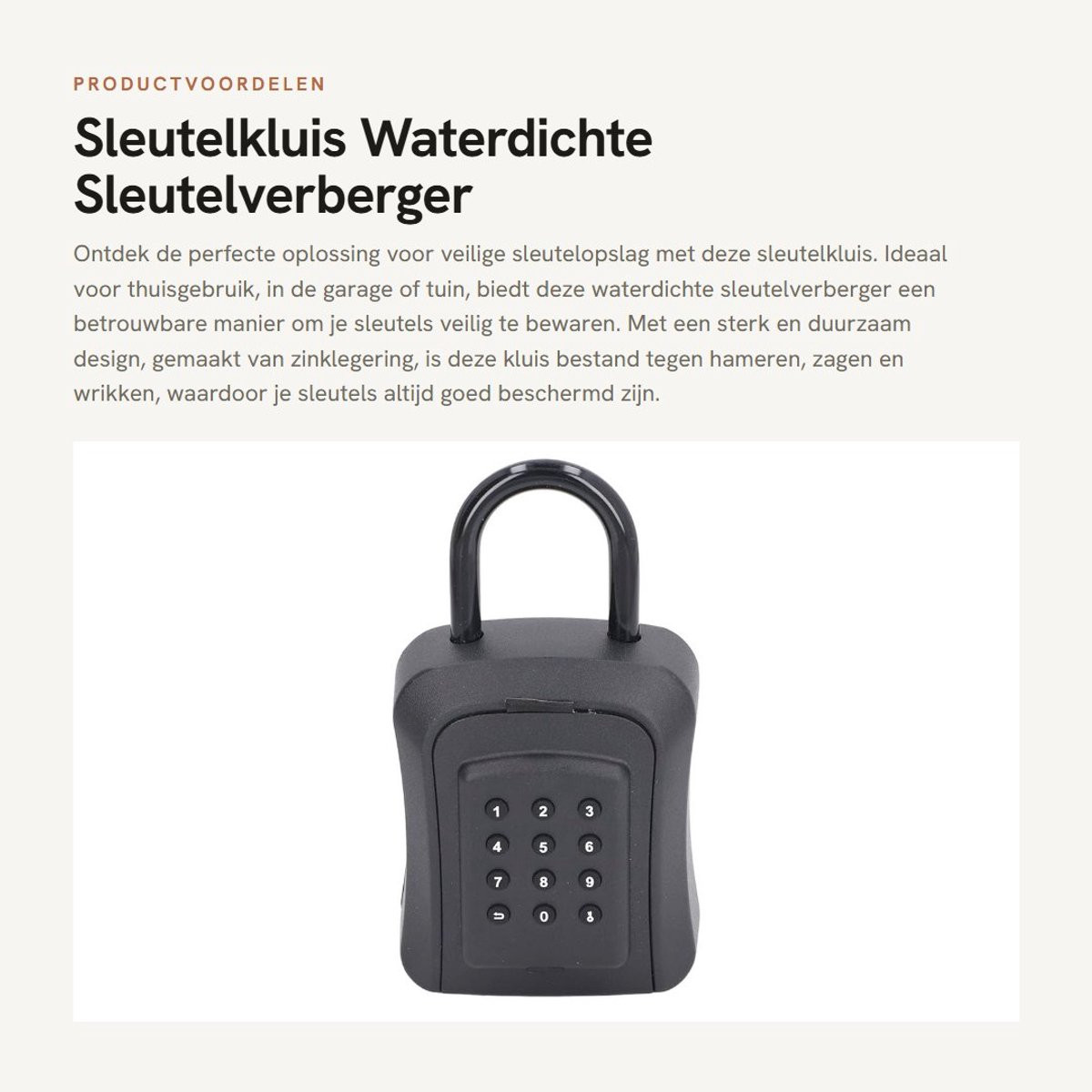 Dailygoods Waterdichte Sleutelkluis met 6-cijferig Combinatieslot voor Wandmontage