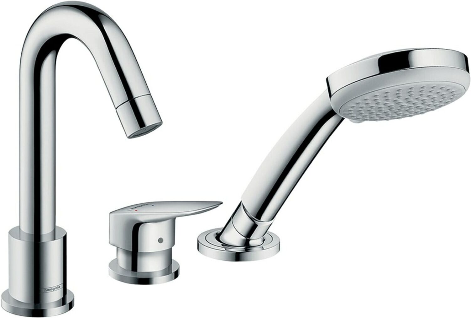 Hansgrohe Fertigmontageset Logis 3-Loch-Wannenrand-Einhebelmischer, chrom (71310000)