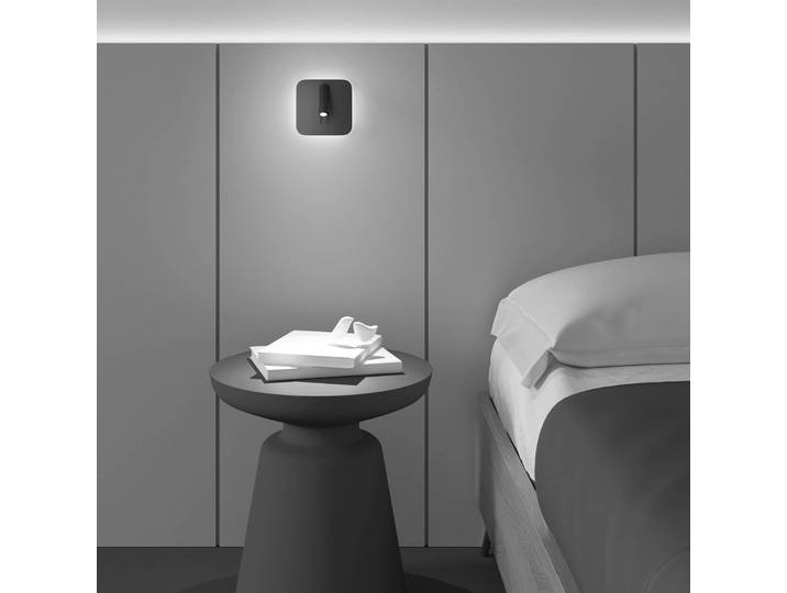 Maytoni Wandlampe Ios 176, schwarz, für Schlafzimmer, Aluminium, Modern, LED Wandleuchte, Wandlampe Innen