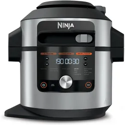Ninja Foodi MAX 12-in-1 SmartLid Multikocher, Dampfgarer + Reiskocher, Schwarz, Silber