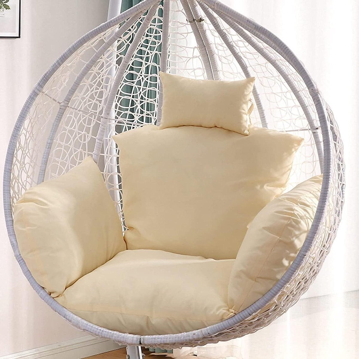Hangstoelkussen Set Beige - Ergonomisch Schommelkussen voor Buiten - Groot Formaat