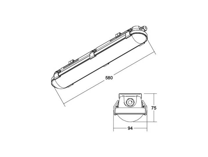BRUMBERG Humid One Pro LED-Wannenleuchte DALI 58cm Pro, dimmbar, alu / grau / zink, Edelstahl