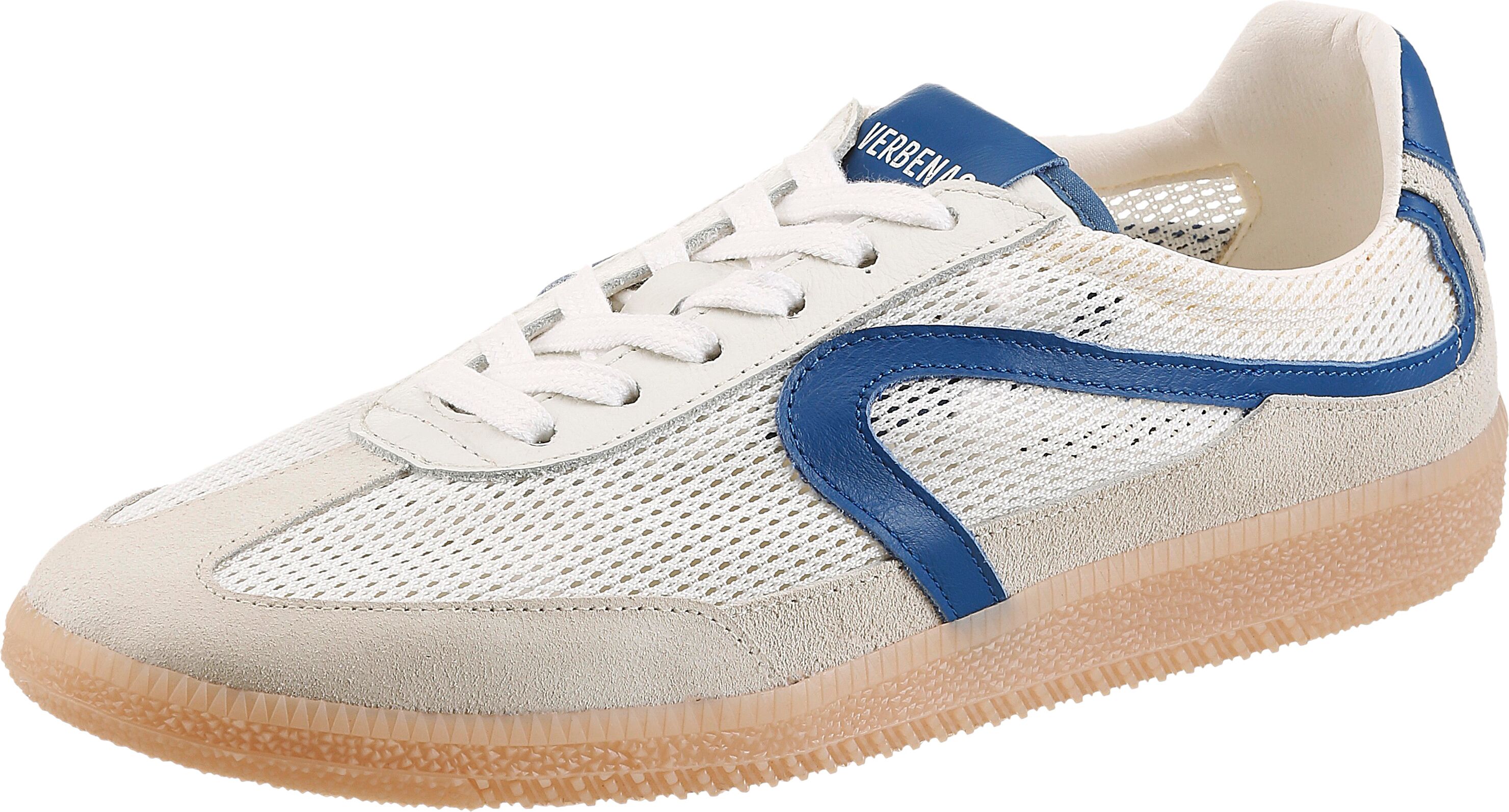 Sneaker VERBENAS "SIMON", Herren, Gr. 39, ungefüttert, weiß, navy, Leder, Textil, unifarben mit Farbeinsatz, Schuhe Sneaker, Retrosneaker, Schnürschuh, Freizeitsneaker mit Perforation