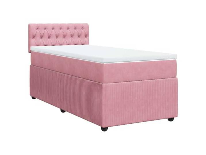 PUGYNBK Boxspringbett, Samt, Rosa, 90 x 200 cm Taschenfedern, atmungsaktiver Matratzenschoner, Lattenrost, waschbarer Bezug