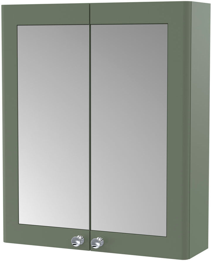 Nuie Classique 600 mm W 715 mm H Surface Framed Mirrored Bathroom Cabinets 1 Shelves with Mirror Satin Green 715mm H