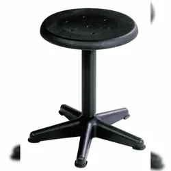 PROREGAL Drehspindel-Hocker Atlanta | Sitzhöhe 41-60cm | Tragfähigkeit 110kg | Kunststoffsitz | Platzsparendes Kunststof-Fußkreuz & Gleiter | Schwarz
