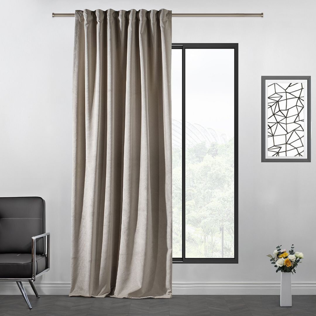 Lilijan Home & Curtain Extra Long & Extra Wide Matte Velvet Curtain Panel 60 SEPIA 130cm Width x 175cm Drop