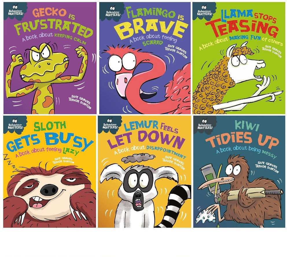 Franklin Watts (Age 3–5) Sue Graves Behaviour Matters Series 2 Collection 6 Books Set – Gecko is Frustrated, Llama Stops Teasing & Educational Behaviour Learning Col