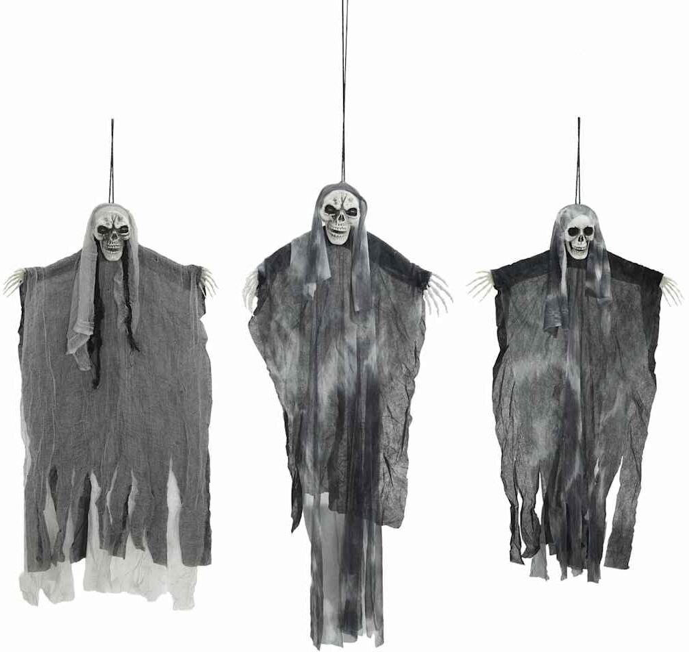 vidaXL Fantôme Suspendu Halloween 3 pc Noir 66 x 110 cm Polyester