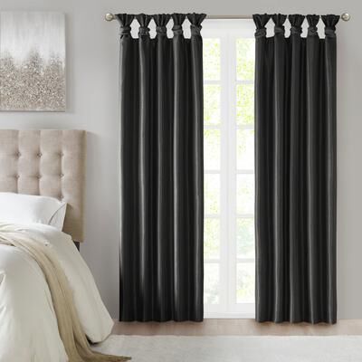 Madison Park Emilia Faux Silk Twist Tab Single Blackout Window Curtain Panel