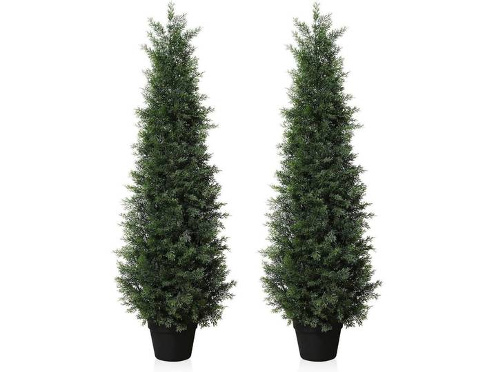 Kunstpflanze Zeder 2-teiliges Set 120 cm UV-geschützt, Grün, Kunststoff, 22 cm, Dekoration, Blumen & Blumentöpfe, Kunstpflanzen