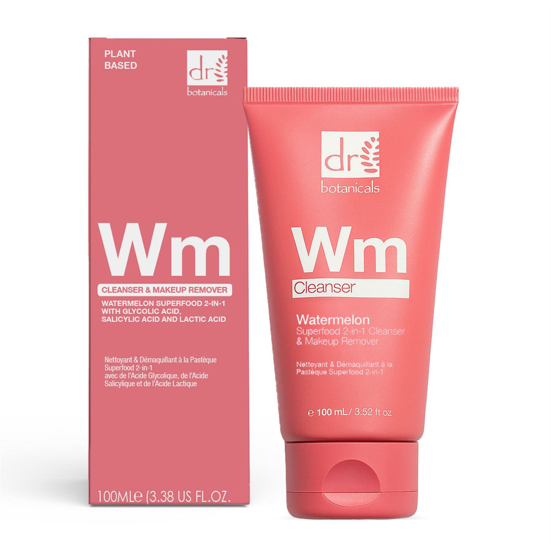Dr Botanicals Watermelon Superfood 2-in-1 Reiniger & Make-up Verwijderaar 100ml met Glycolzuur, Salicylzuur en Melkzuur
