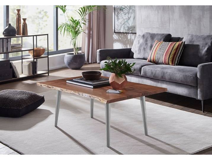 Couchtisch 'Surat' 110x70cm Akazie & Eisen alufarbig