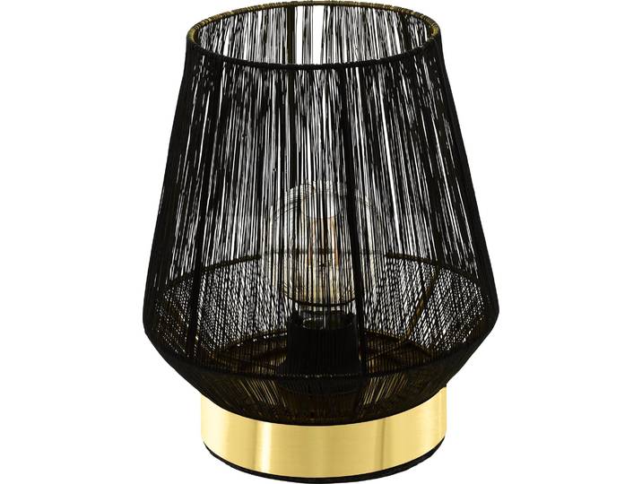 EGLO Lampe de table Escandidos\, lampe de table\, lampe de chevet en métal noir\, laiton brossé\, lampe de salon\, lampe avec interrupteur\, douille E27