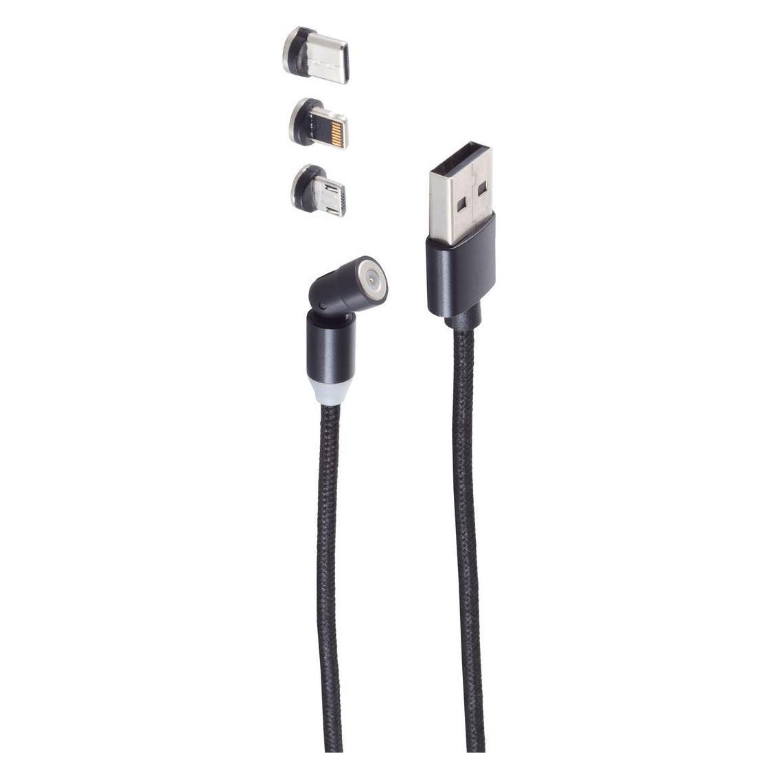 Shiverpeaks -BASIC-S--Universal--USB-A Magnetladekabel, 3in1, 540°, schwarz, 1m (1 m) (BS14-19001)