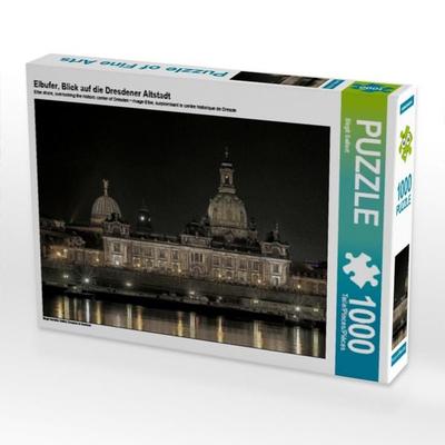 CALVENDO Puzzle Elbufer, Blick auf die Dresdener Altstadt | 1000 Teile Lege-Größe 64 × 48 cm Foto-Puzzle für glückliche Stunden