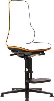 Arbeitsstuhl bimos NEON, Permanentkontakt, Grundmodell ohne Polsterelement, Gleiter + Aufstieg, Flexband orange