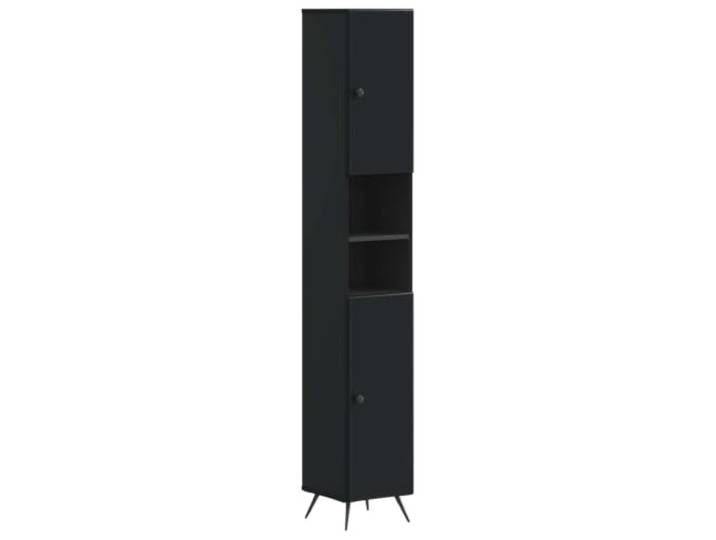 Makastle Badezimmerschrank mit offenem Regal Schwarz