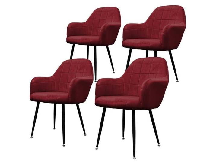 ECD Germany Lot de 4 Chaises de Salle à Manger - Assise Siège Rembourrée en Velours - Structure en Métal - Fauteuil