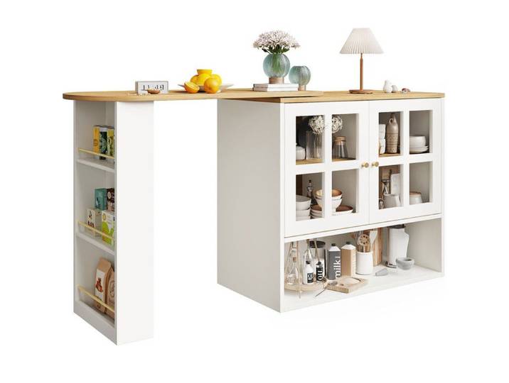buffet Comestible rotatif à 360° simple et moderne avec étagère à collations 5 étagères buffet rotatif avec étagères et verre blanc