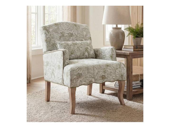 LuxusKollektion Ohrensessel Sessel Ohrensessel Chenille Loungesessel Holzbeine Armlehne Grün