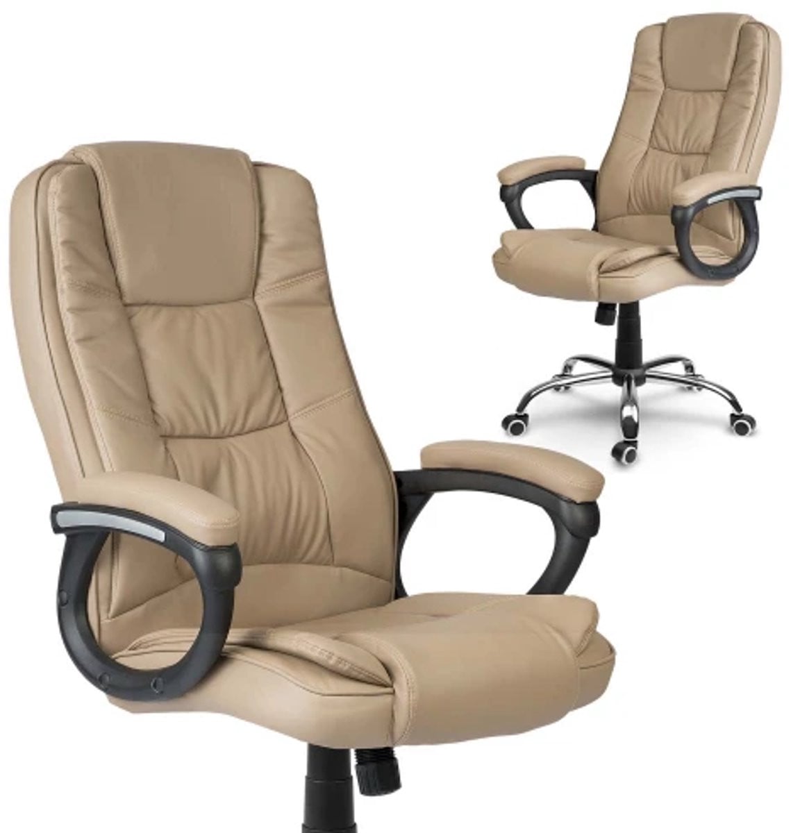Sofotel Porto bureaufauteuil beige met armleuningen en zwenkwielen