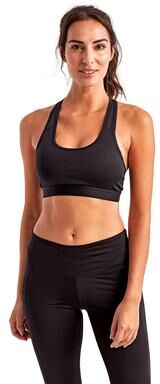 TriDri TD920 Athletic Women's Medium Impact Sports Bra in Black   Polyester Blend