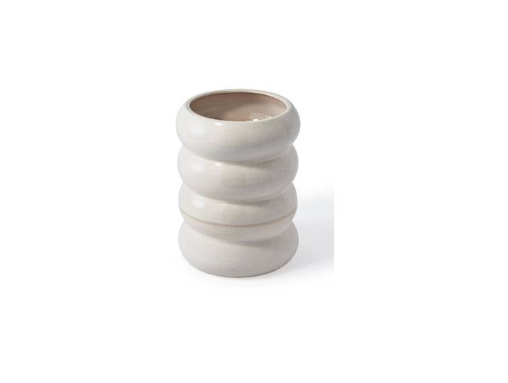 Pot à plantes en grès blanc Chubby
