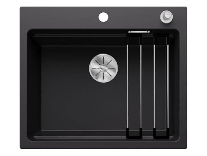 BLANCO ETAGON 6 Granitspüle aus SILGRANIT schwarz [60x51x23,2 cm] für 60 cm breite Unterschränke Systemkonzept mit vielseitig verwendbaren ETAGON-Schienen