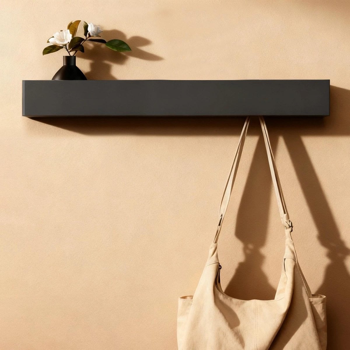 Dailygoods Wandgarderobe met plank en 7 verborgen haken, 60 cm breed