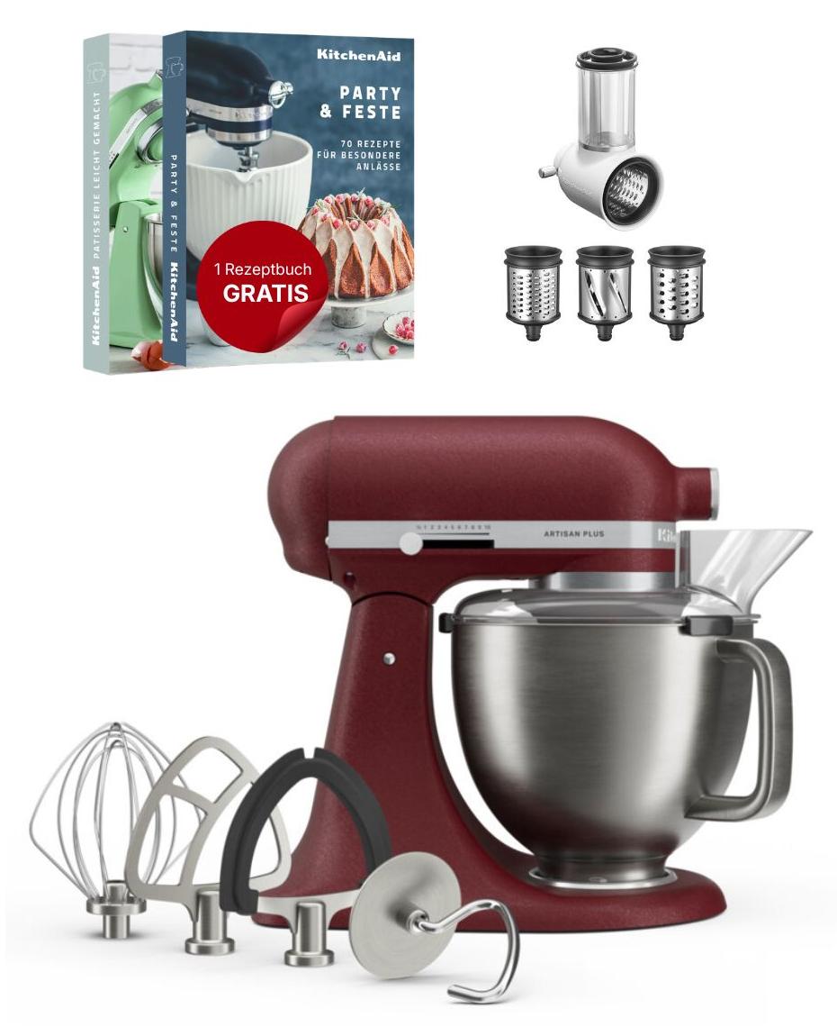 KitchenAid 4,7 L 5KSM50 Artisan Plus Küchenmaschine Beginnerset mit Gemüseschneider Sun dried tomato