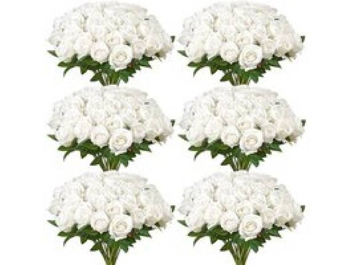 VEVOR Künstliche Blumen Rosen, 120 Stück Kunstblumen, Weiße Gefälschte Rose mit Stielen, Schaumrosen für DIY Hochzeit Blumensträuße Braut Valentinstag Muttertag Zuhause Dekoration